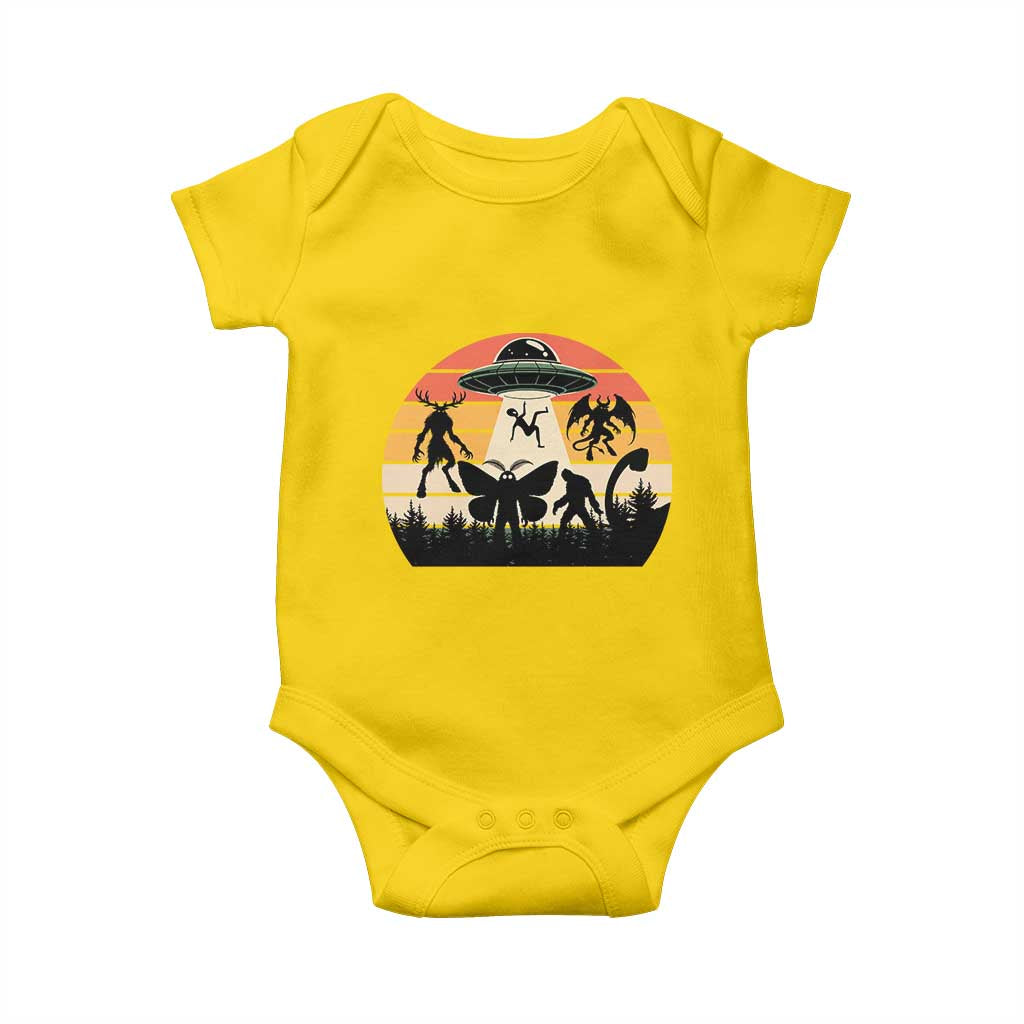 Retro Sunset Cryptid Squad Baby Onesie Cryptid Lover Gift
