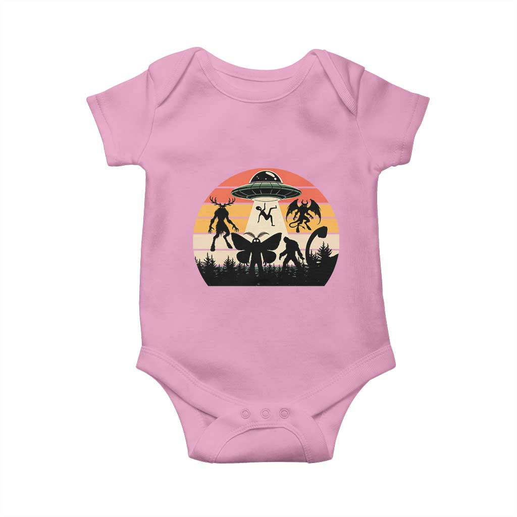 Retro Sunset Cryptid Squad Baby Onesie Cryptid Lover Gift