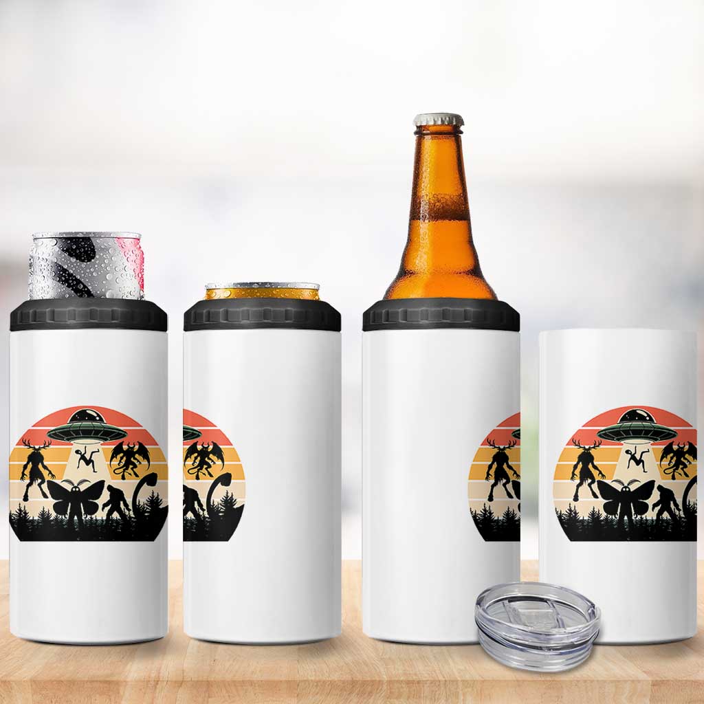 Retro Sunset Cryptid Squad 4 in 1 Can Cooler Tumbler Cryptid Lover Gift