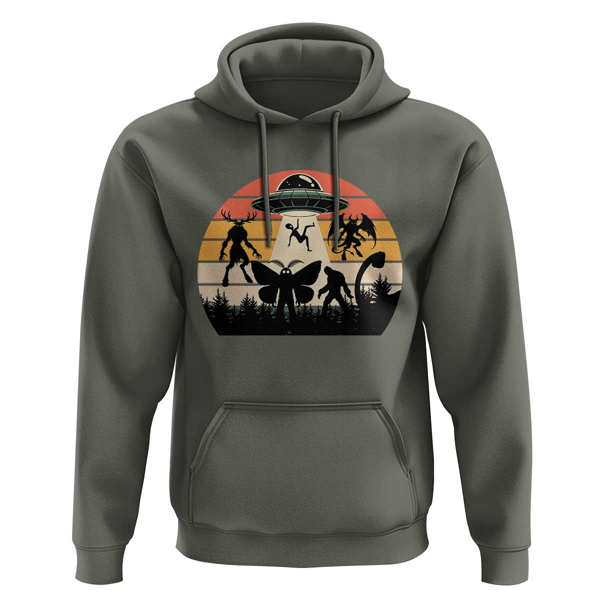 Retro Sunset Cryptid Squad Hoodie Cryptid Lover Gift