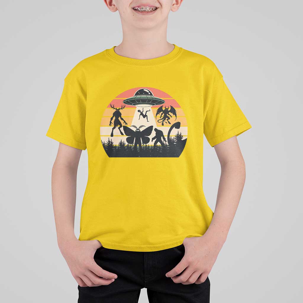 Retro Sunset Cryptid Squad T Shirt For Kid Cryptid Lover Gift