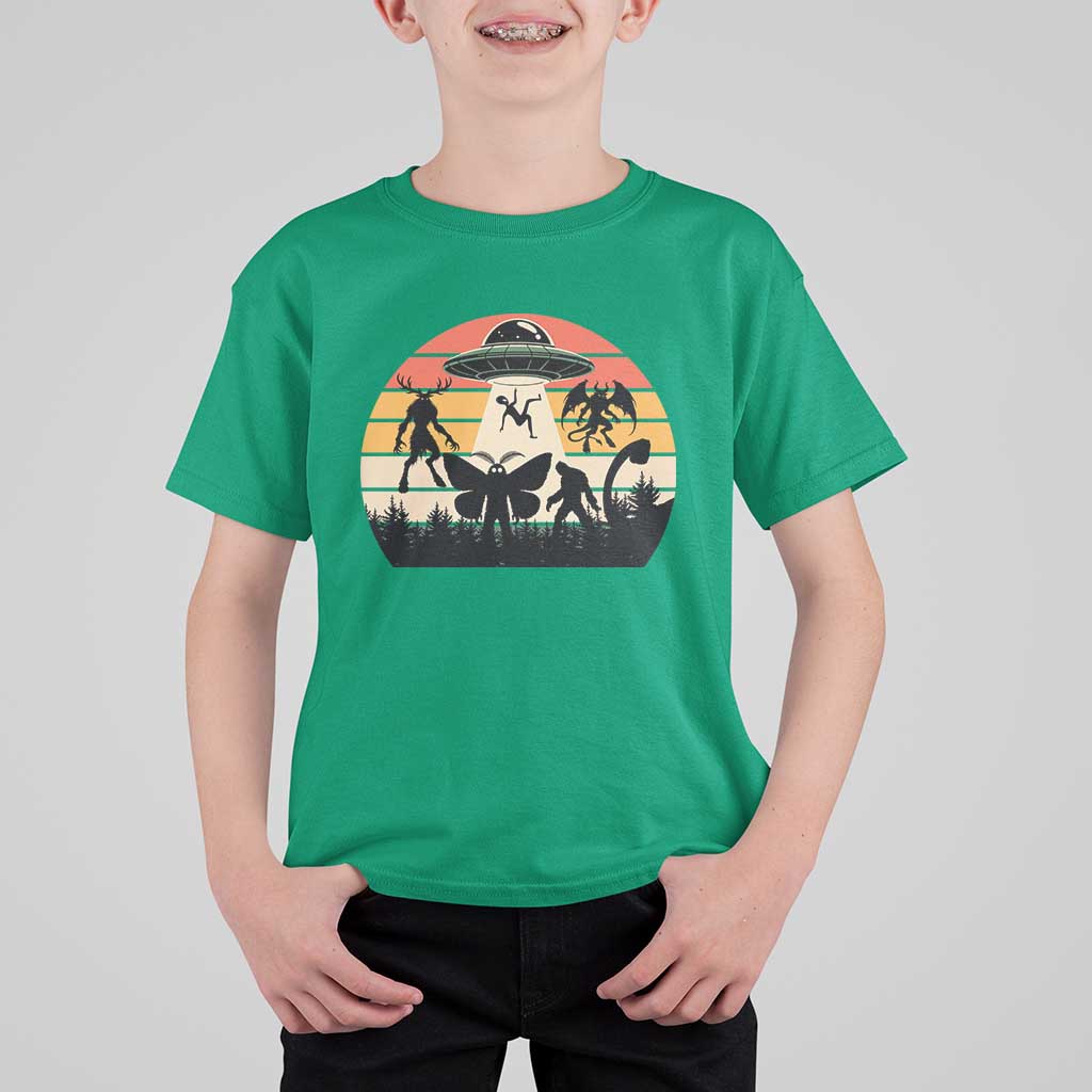 Retro Sunset Cryptid Squad T Shirt For Kid Cryptid Lover Gift