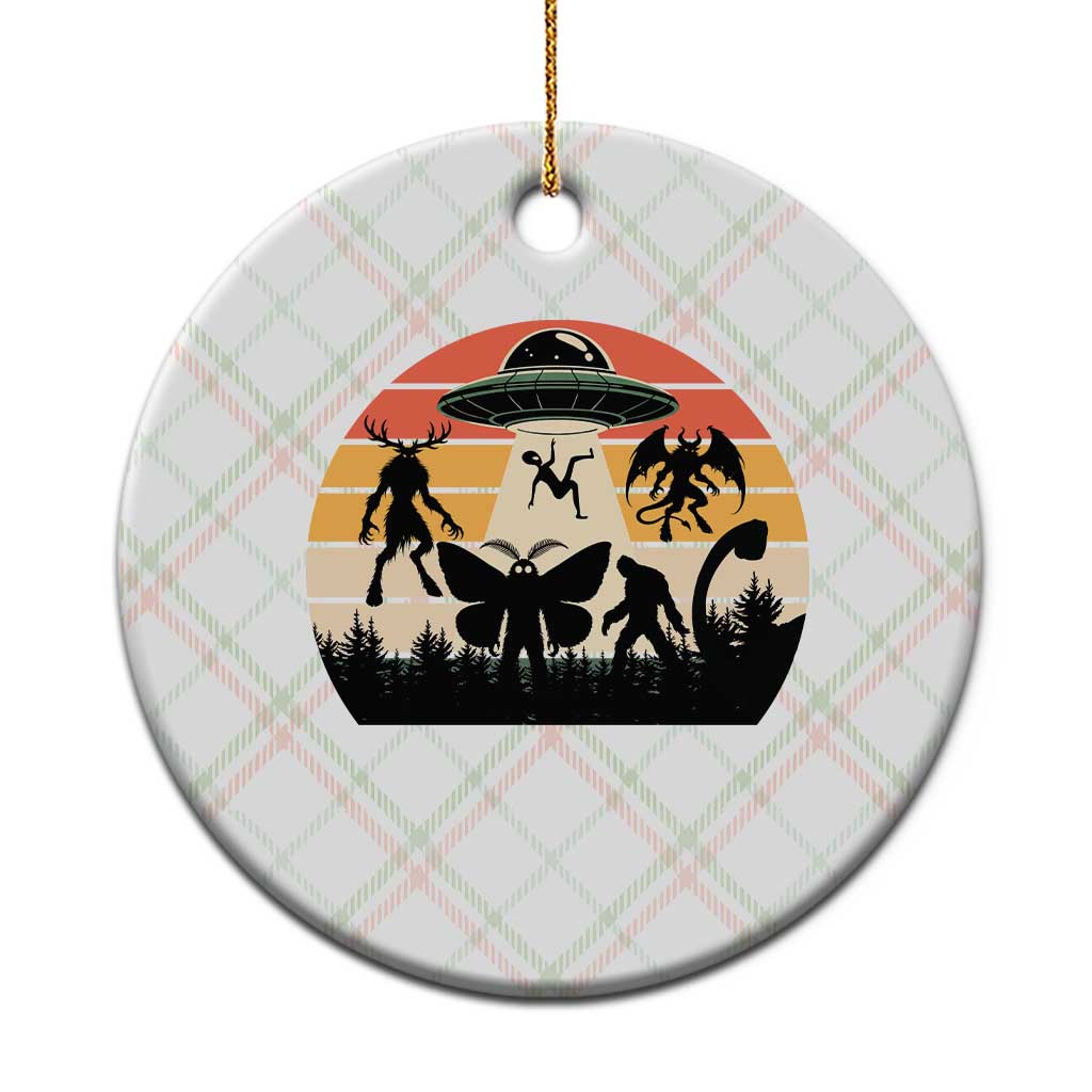 Retro Sunset Cryptid Squad Ceramic Ornament Cryptid Lover Gift