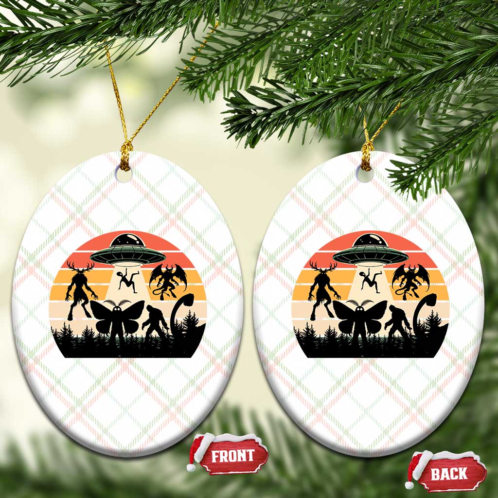 Retro Sunset Cryptid Squad Ceramic Ornament Cryptid Lover Gift