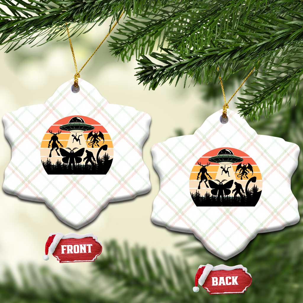 Retro Sunset Cryptid Squad Ceramic Ornament Cryptid Lover Gift