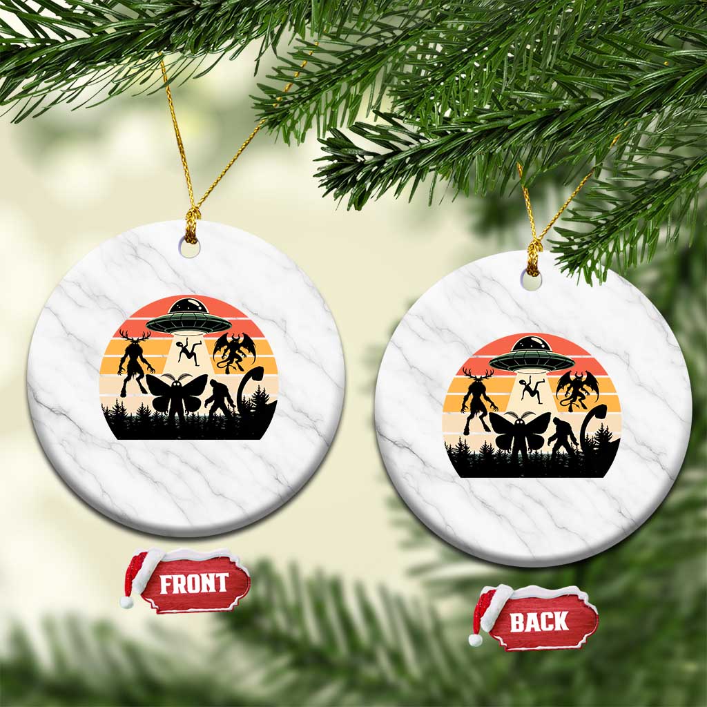 Retro Sunset Cryptid Squad Ceramic Ornament Cryptid Lover Gift