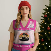 Retro Sunset Cryptid Squad V-Neck Knit Sweater Vest Cryptid Lover Gift