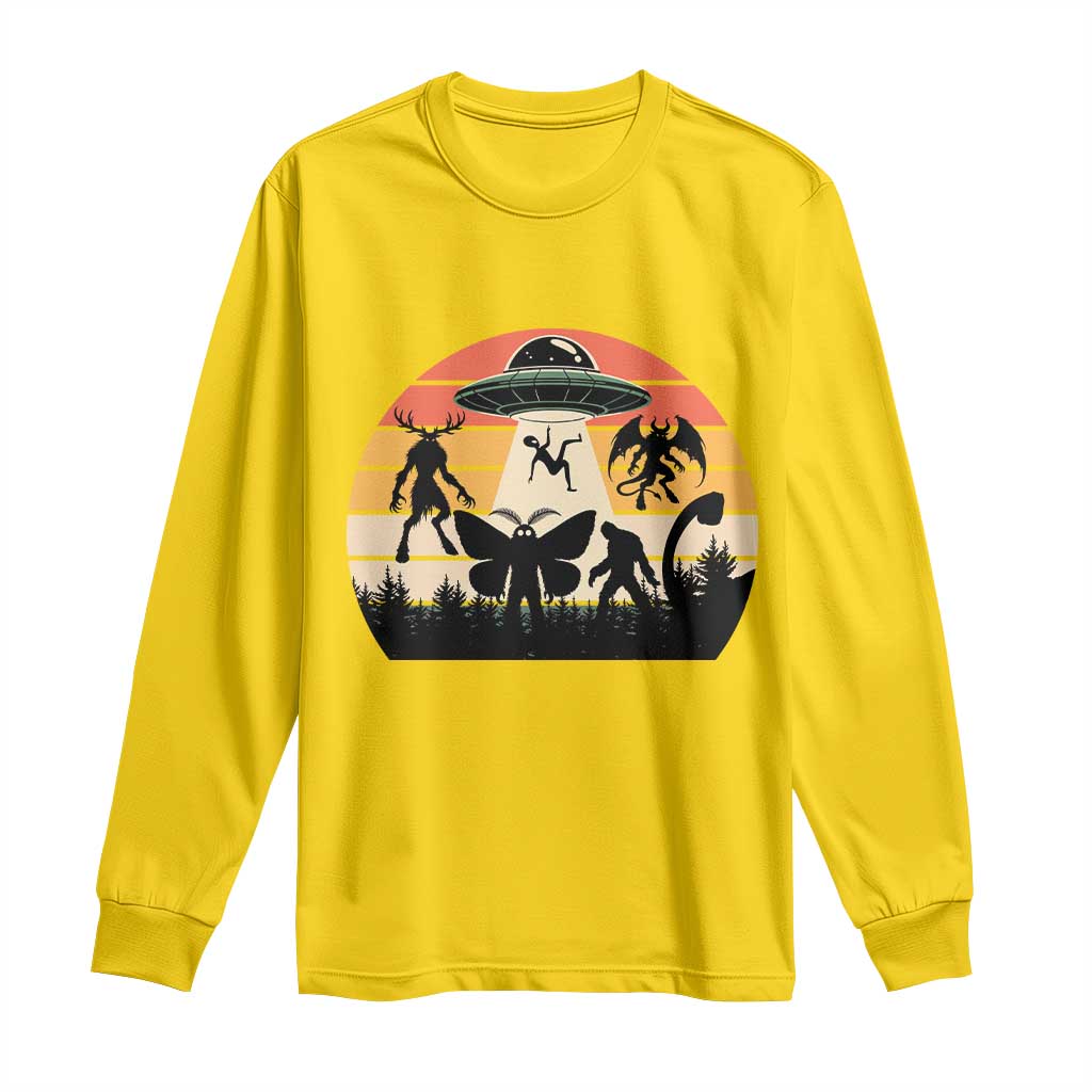 Retro Sunset Cryptid Squad Long Sleeve Shirt Cryptid Lover Gift