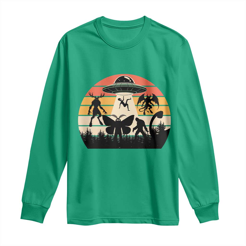 Retro Sunset Cryptid Squad Long Sleeve Shirt Cryptid Lover Gift