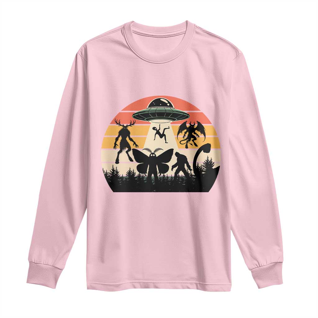 Retro Sunset Cryptid Squad Long Sleeve Shirt Cryptid Lover Gift