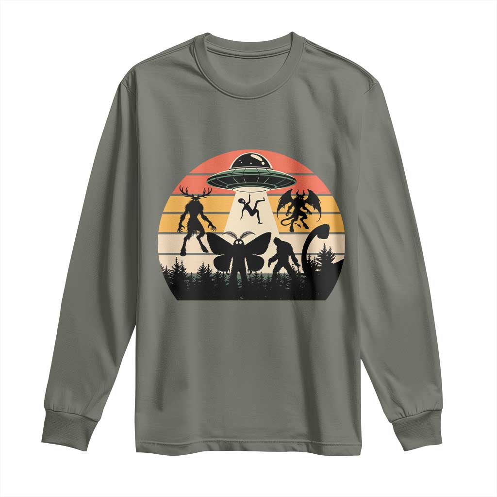 Retro Sunset Cryptid Squad Long Sleeve Shirt Cryptid Lover Gift