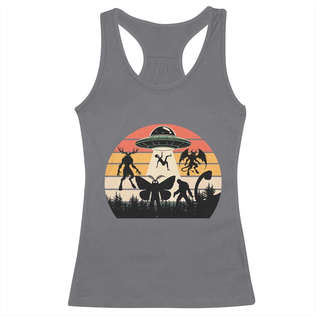 Retro Sunset Cryptid Squad Racerback Tank Top Cryptid Lover Gift
