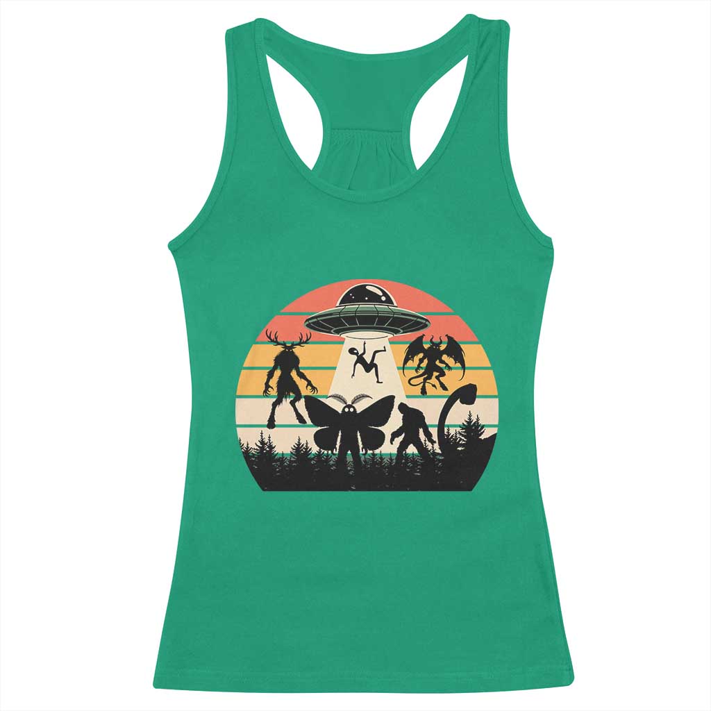Retro Sunset Cryptid Squad Racerback Tank Top Cryptid Lover Gift