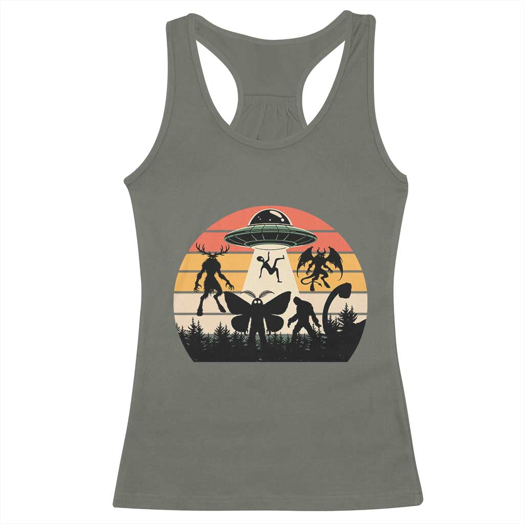 Retro Sunset Cryptid Squad Racerback Tank Top Cryptid Lover Gift
