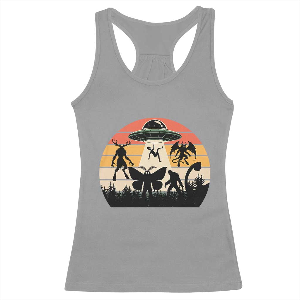Retro Sunset Cryptid Squad Racerback Tank Top Cryptid Lover Gift