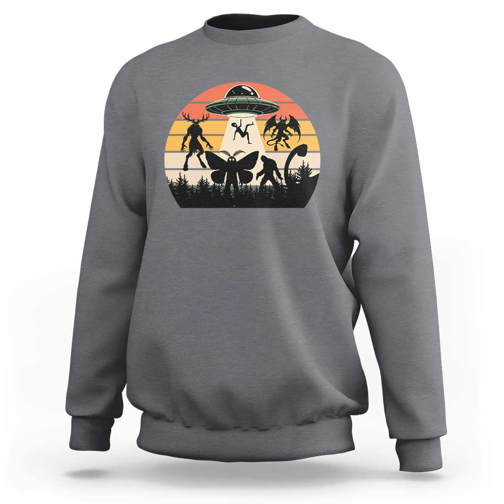 Retro Sunset Cryptid Squad Sweatshirt Cryptid Lover Gift