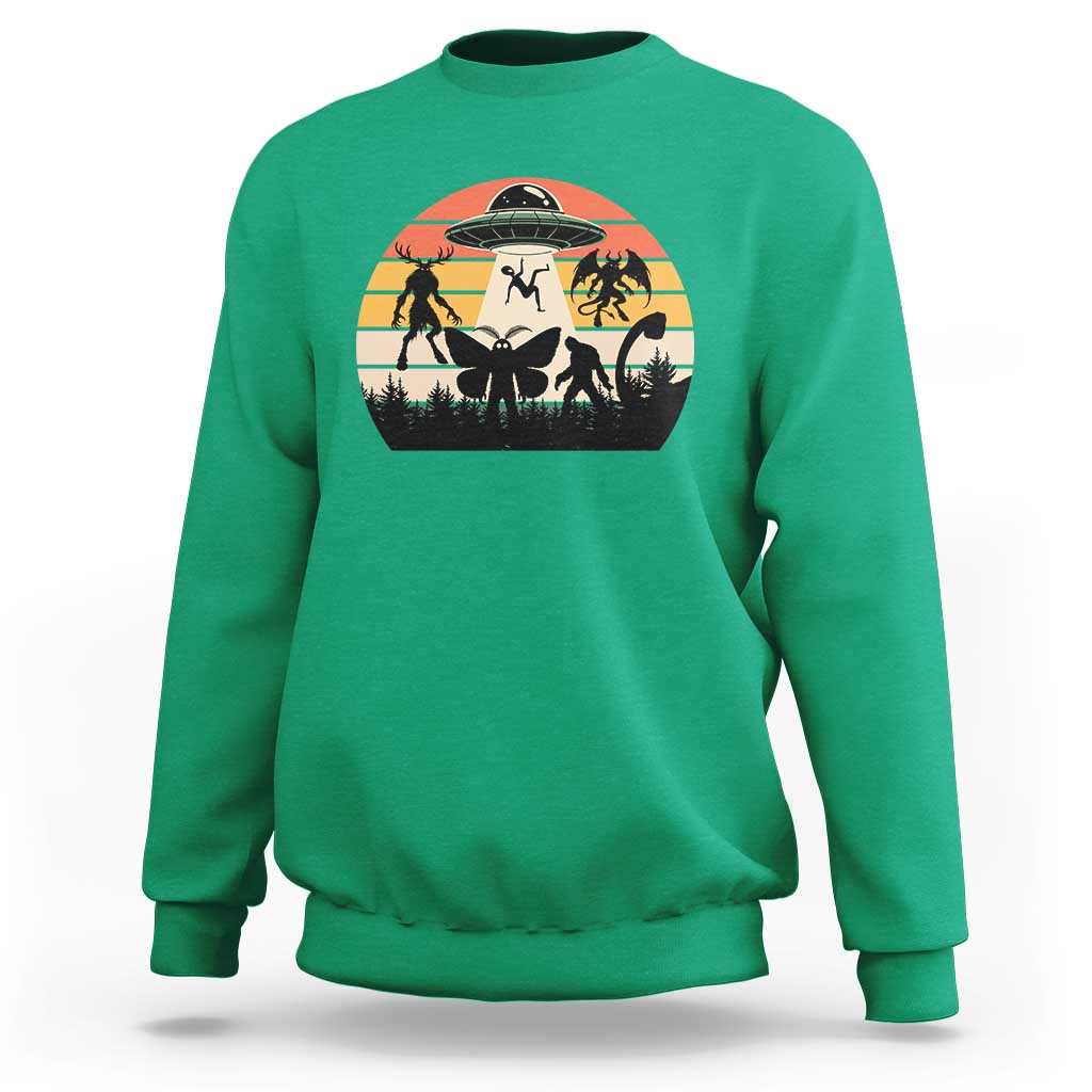 Retro Sunset Cryptid Squad Sweatshirt Cryptid Lover Gift