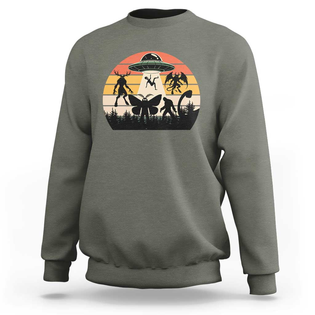 Retro Sunset Cryptid Squad Sweatshirt Cryptid Lover Gift
