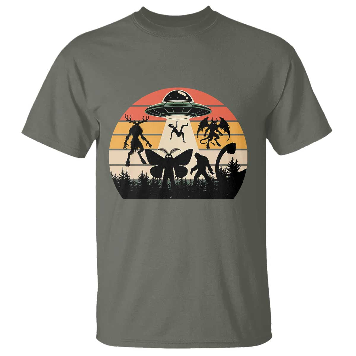 Retro Sunset Cryptid Squad T Shirt Cryptid Lover Gift