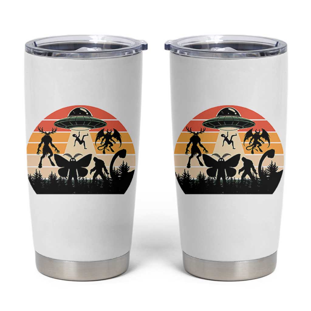 Retro Sunset Cryptid Squad Tumbler Cup Cryptid Lover Gift