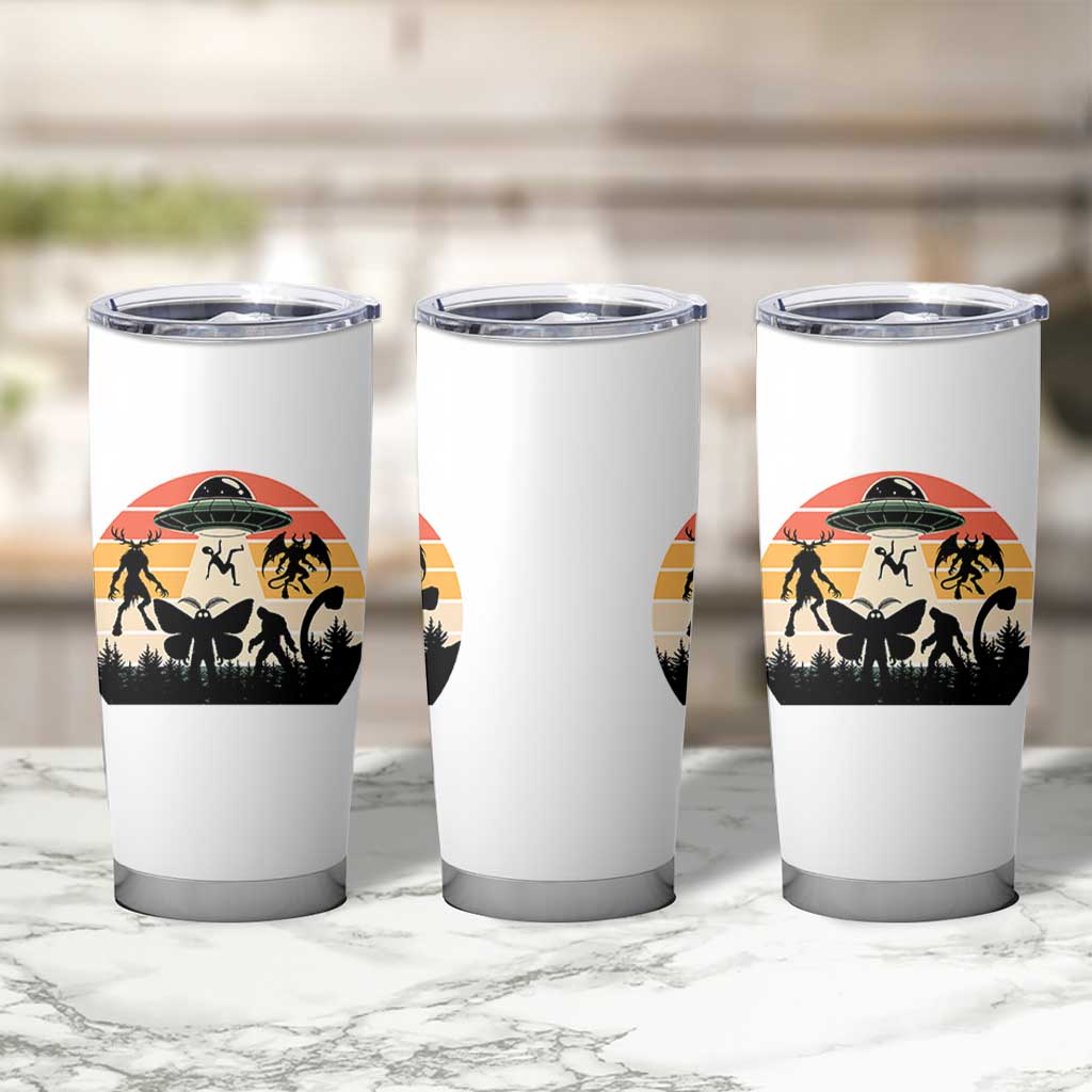 Retro Sunset Cryptid Squad Tumbler Cup Cryptid Lover Gift