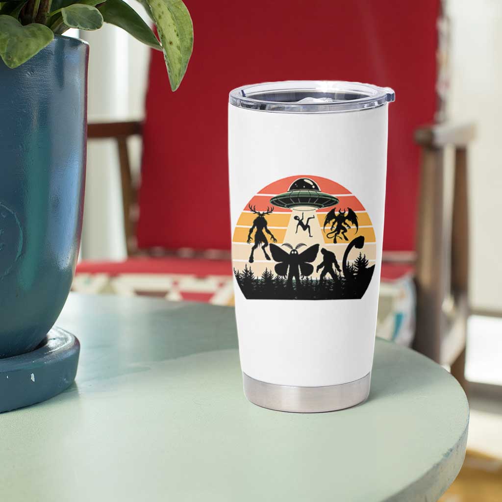 Retro Sunset Cryptid Squad Tumbler Cup Cryptid Lover Gift