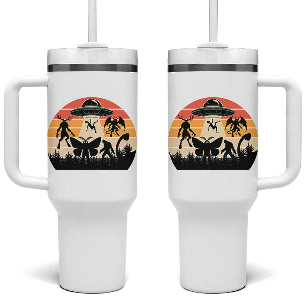 Retro Sunset Cryptid Squad Tumbler With Handle Cryptid Lover Gift