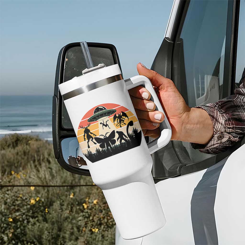Retro Sunset Cryptid Squad Tumbler With Handle Cryptid Lover Gift