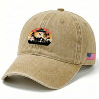 Retro Sunset Cryptid Squad Washed Cotton Baseball Cap Cryptid Lover Gift