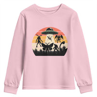 Retro Sunset Cryptid Squad Youth Sweatshirt Cryptid Lover Gift