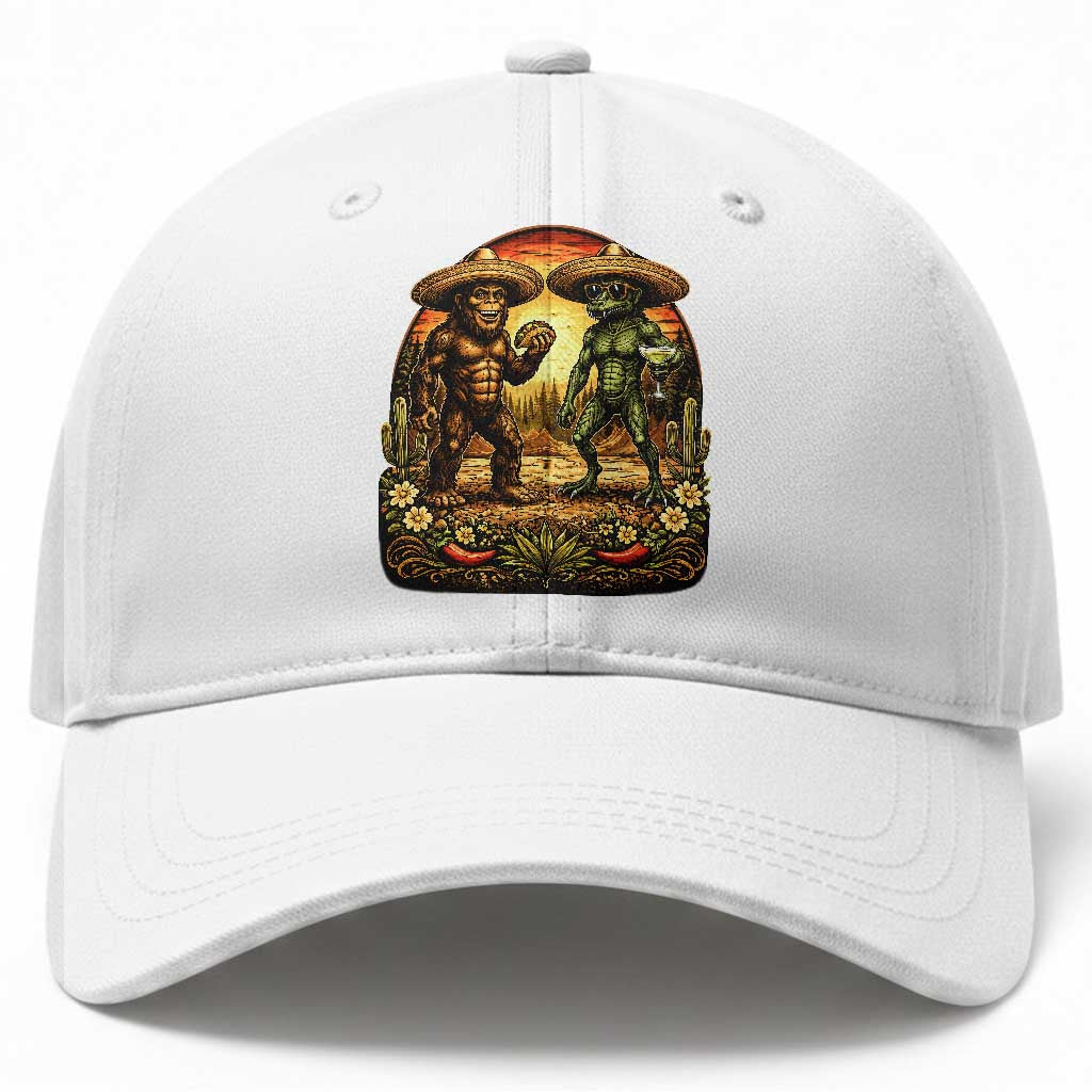 Funny Bigfoot Chupacabra Cinco De Mayo Baseball Cap Cryptid Lover Gift