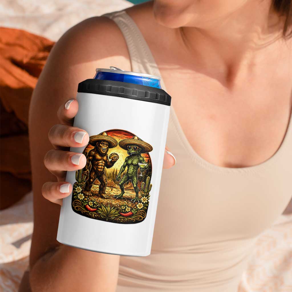 Funny Bigfoot Chupacabra Cinco De Mayo 4 in 1 Can Cooler Tumbler Cryptid Lover Gift