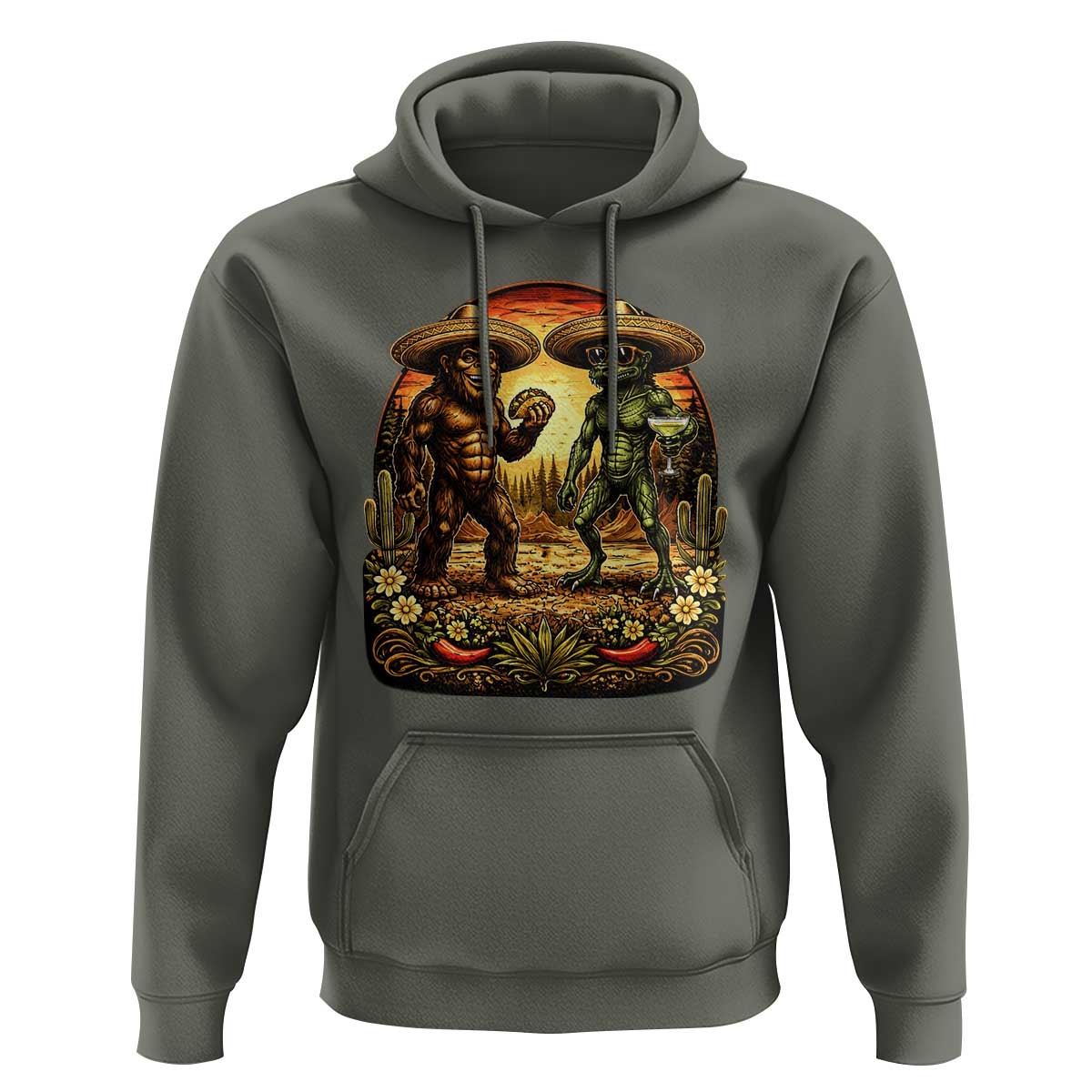 Funny Bigfoot Chupacabra Cinco De Mayo Hoodie Cryptid Lover Gift