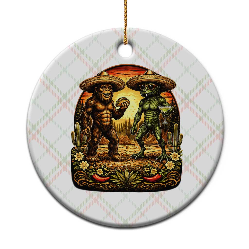 Funny Bigfoot Chupacabra Cinco De Mayo Ceramic Ornament Cryptid Lover Gift