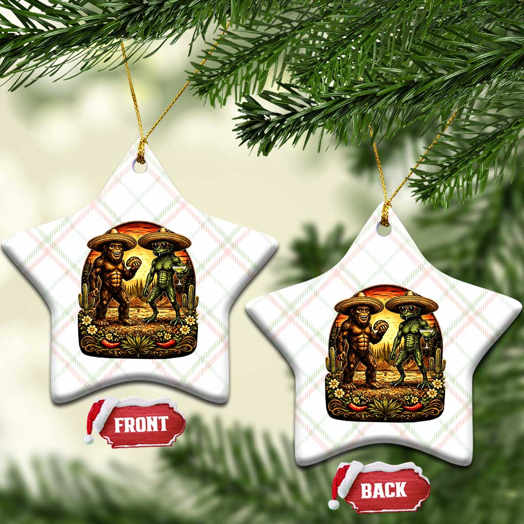 Funny Bigfoot Chupacabra Cinco De Mayo Ceramic Ornament Cryptid Lover Gift