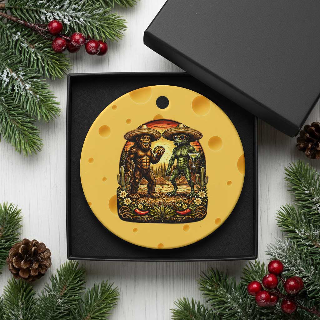 Funny Bigfoot Chupacabra Cinco De Mayo Ceramic Ornament Cryptid Lover Gift