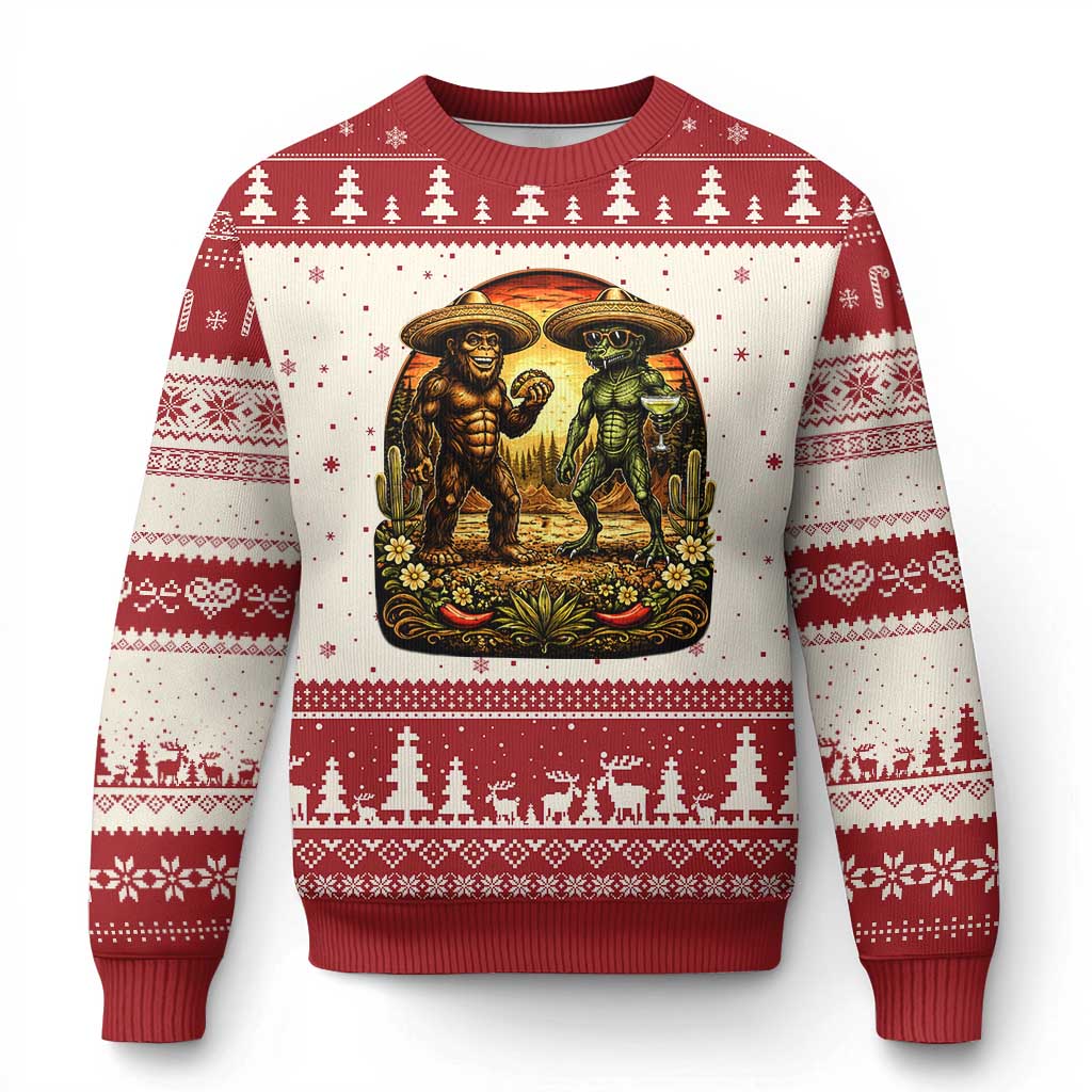 Funny Bigfoot Chupacabra Cinco De Mayo Ugly Christmas Sweater Cryptid Lover Gift