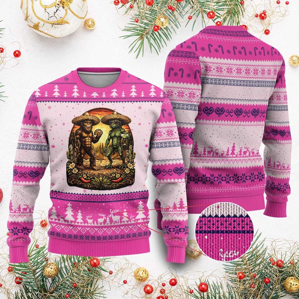 Funny Bigfoot Chupacabra Cinco De Mayo Ugly Christmas Sweater Cryptid Lover Gift