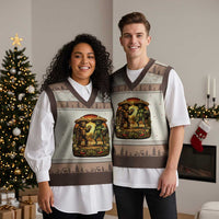 Funny Bigfoot Chupacabra Cinco De Mayo V-Neck Knit Sweater Vest Cryptid Lover Gift
