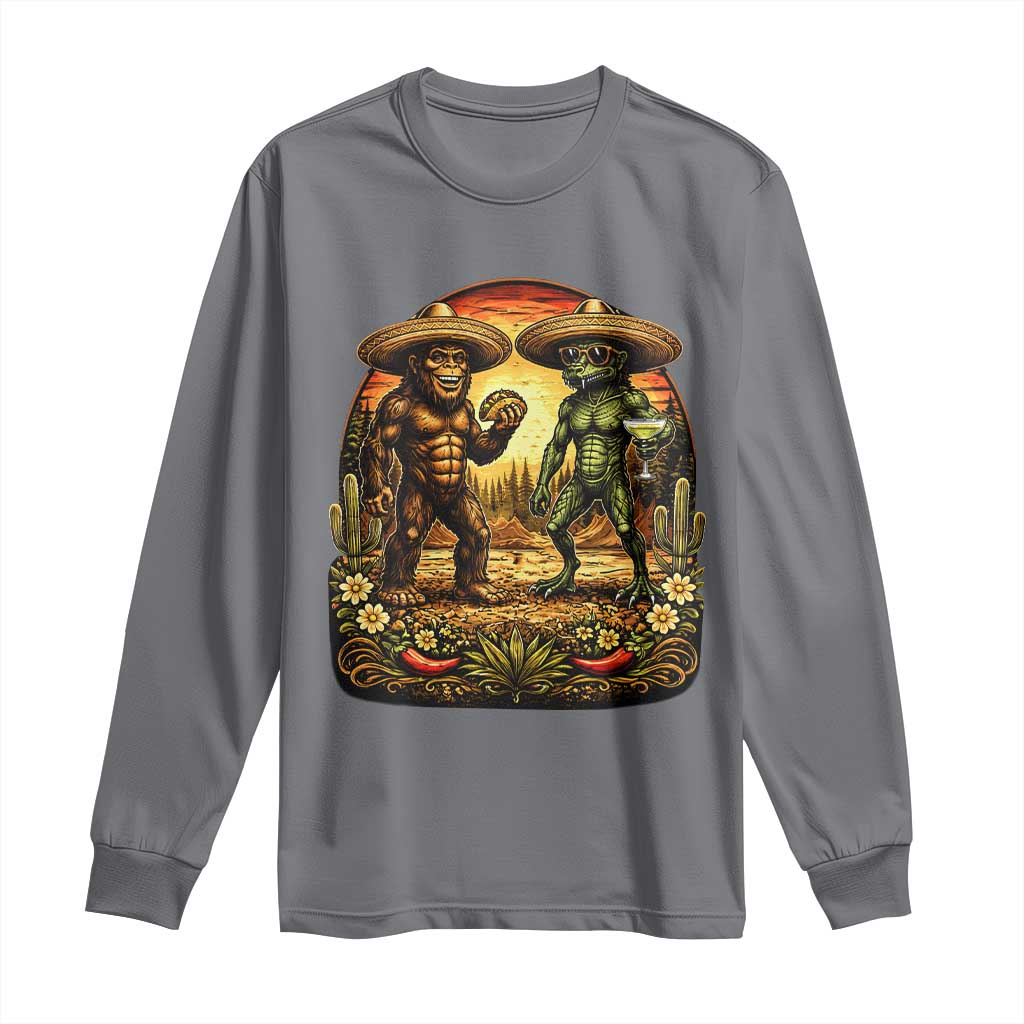 Funny Bigfoot Chupacabra Cinco De Mayo Long Sleeve Shirt Cryptid Lover Gift