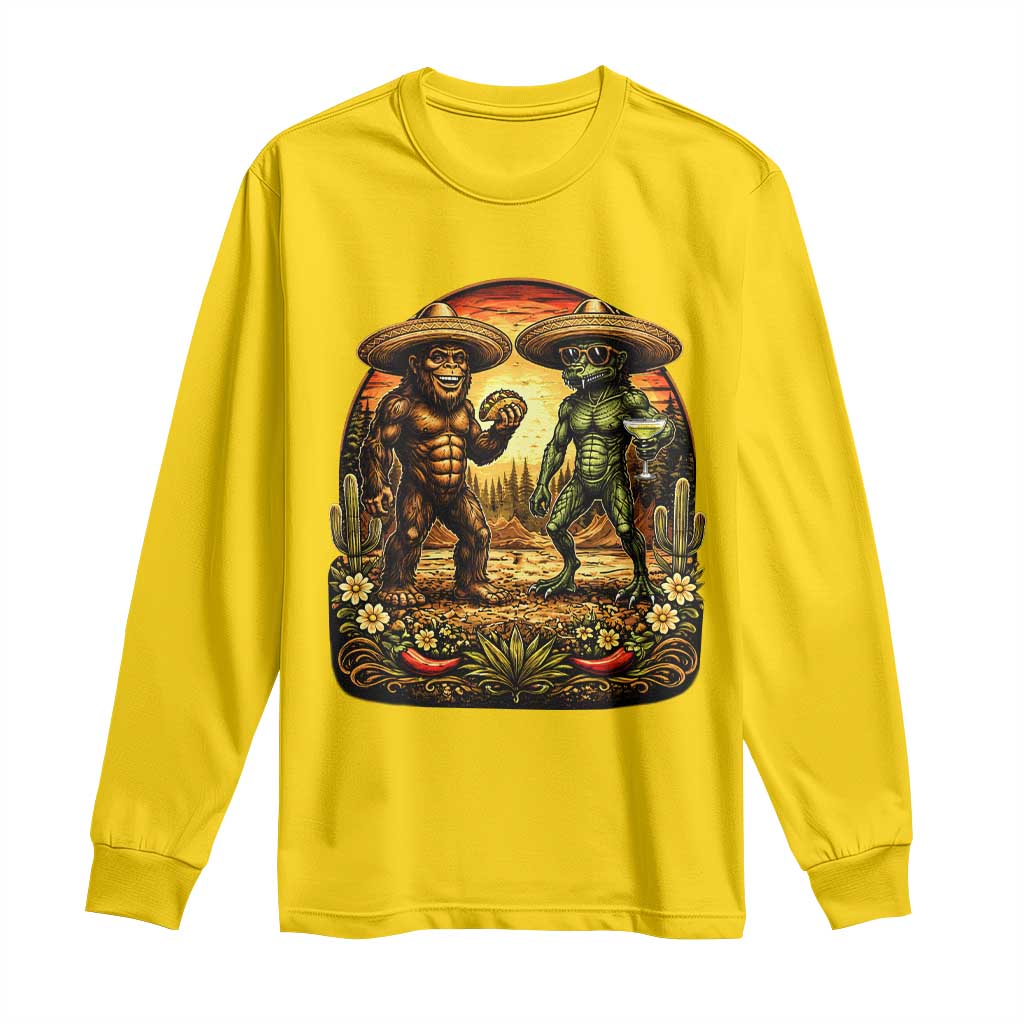 Funny Bigfoot Chupacabra Cinco De Mayo Long Sleeve Shirt Cryptid Lover Gift