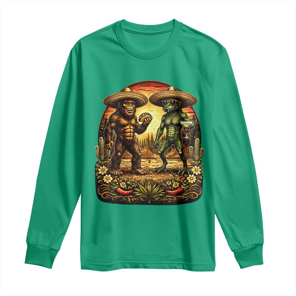 Funny Bigfoot Chupacabra Cinco De Mayo Long Sleeve Shirt Cryptid Lover Gift