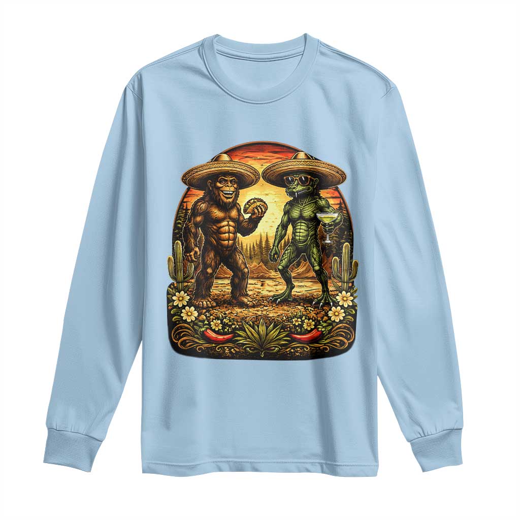 Funny Bigfoot Chupacabra Cinco De Mayo Long Sleeve Shirt Cryptid Lover Gift
