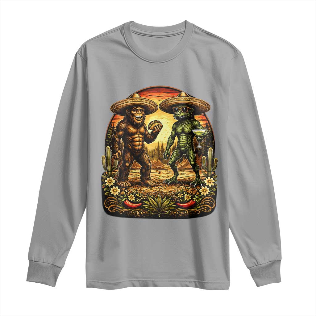 Funny Bigfoot Chupacabra Cinco De Mayo Long Sleeve Shirt Cryptid Lover Gift