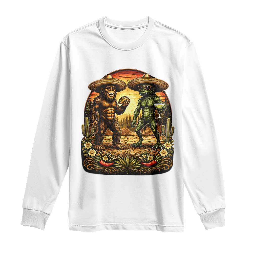 Funny Bigfoot Chupacabra Cinco De Mayo Long Sleeve Shirt Cryptid Lover Gift