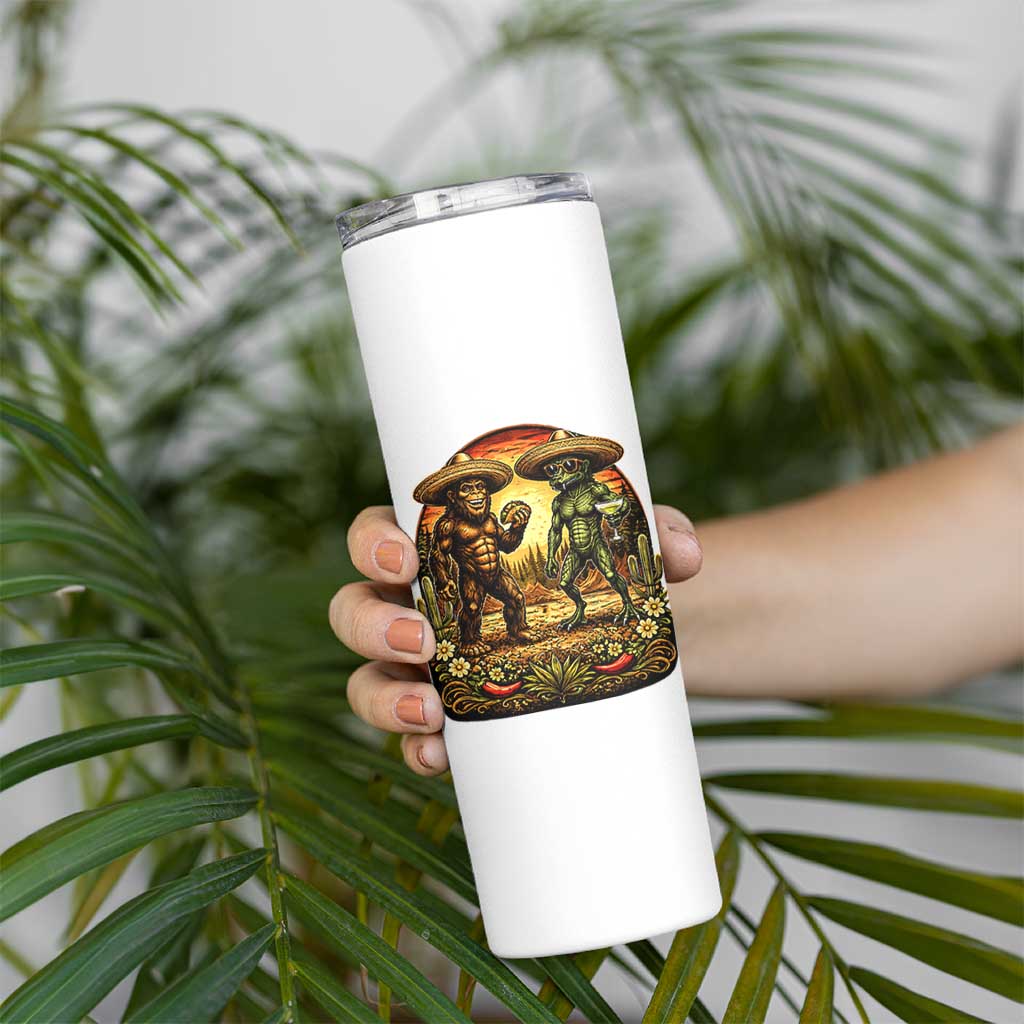 Funny Bigfoot Chupacabra Cinco De Mayo Skinny Tumbler Cryptid Lover Gift