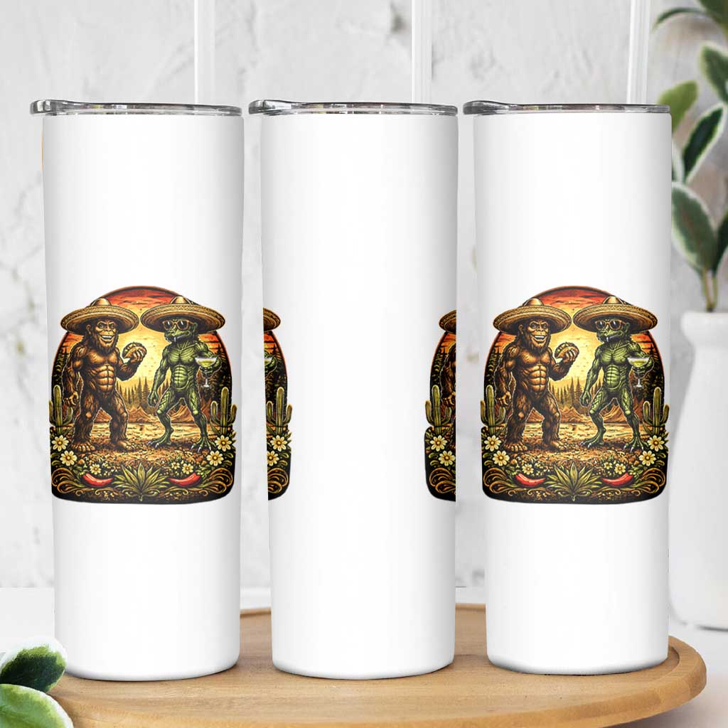 Funny Bigfoot Chupacabra Cinco De Mayo Skinny Tumbler Cryptid Lover Gift