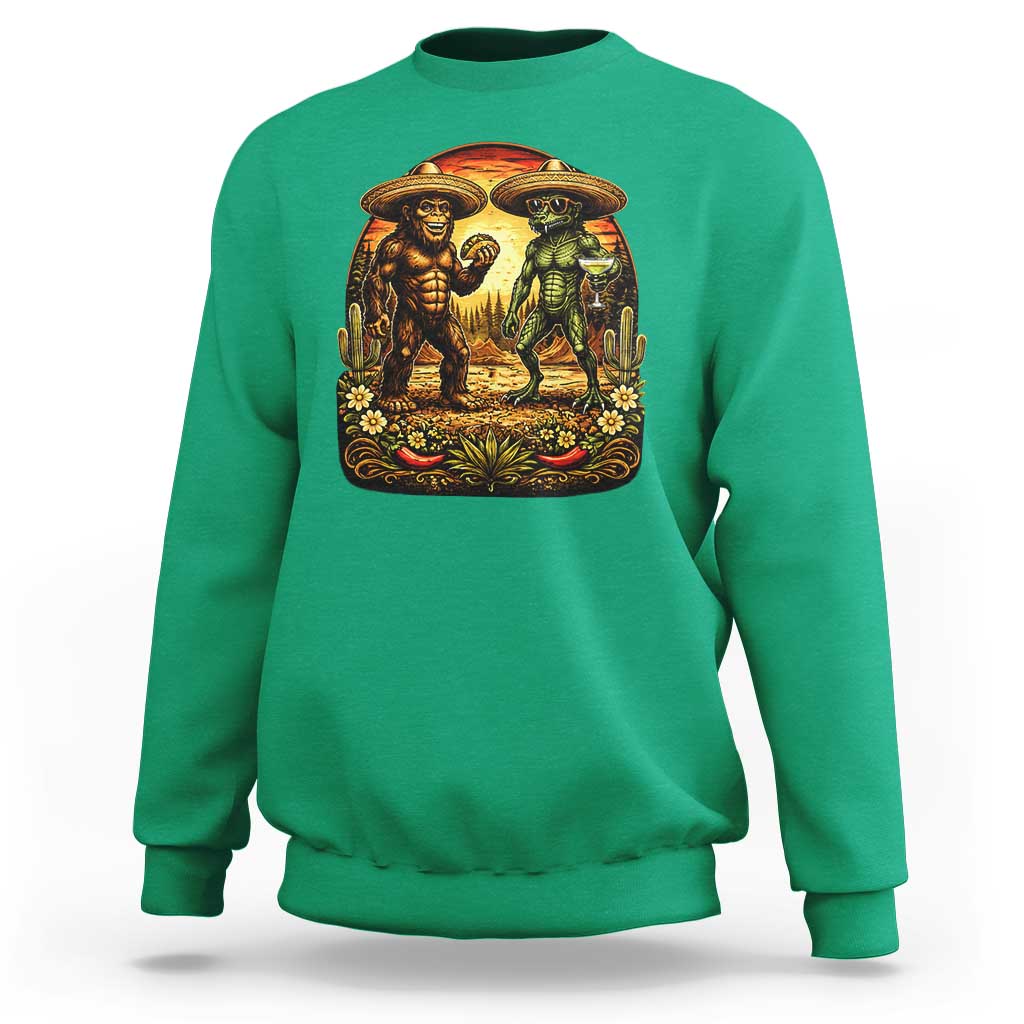 Funny Bigfoot Chupacabra Cinco De Mayo Sweatshirt Cryptid Lover Gift