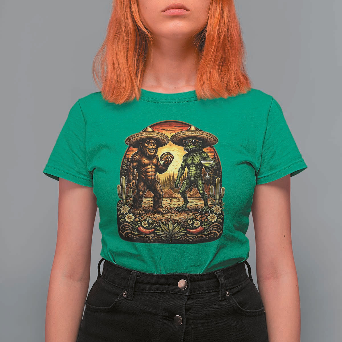 Funny Bigfoot Chupacabra Cinco De Mayo T Shirt For Women Cryptid Lover Gift
