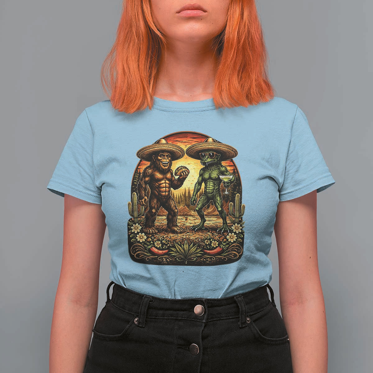 Funny Bigfoot Chupacabra Cinco De Mayo T Shirt For Women Cryptid Lover Gift